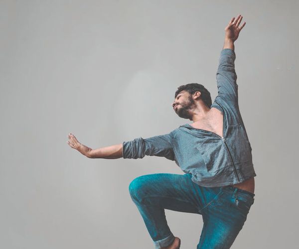 Person performing a graceful balancing movement